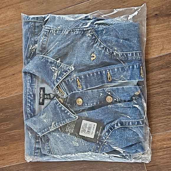 TRUE RELIGION DENIM FLARE JUMPSUIT SIZE SMALL COLOR GHOST WAVE - Picture 13 of 16